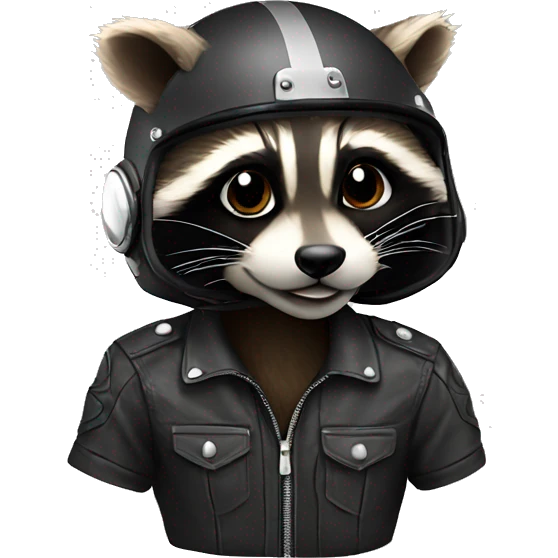 raccoon in a motorcycle helmet emoji