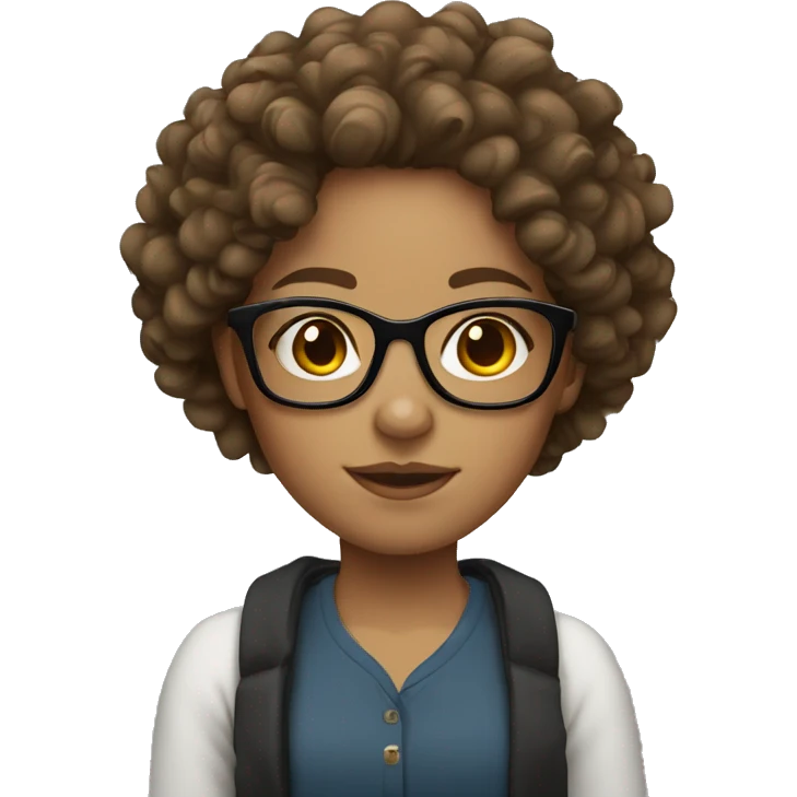 Light skin girl with curly brown hair and glasses emoji