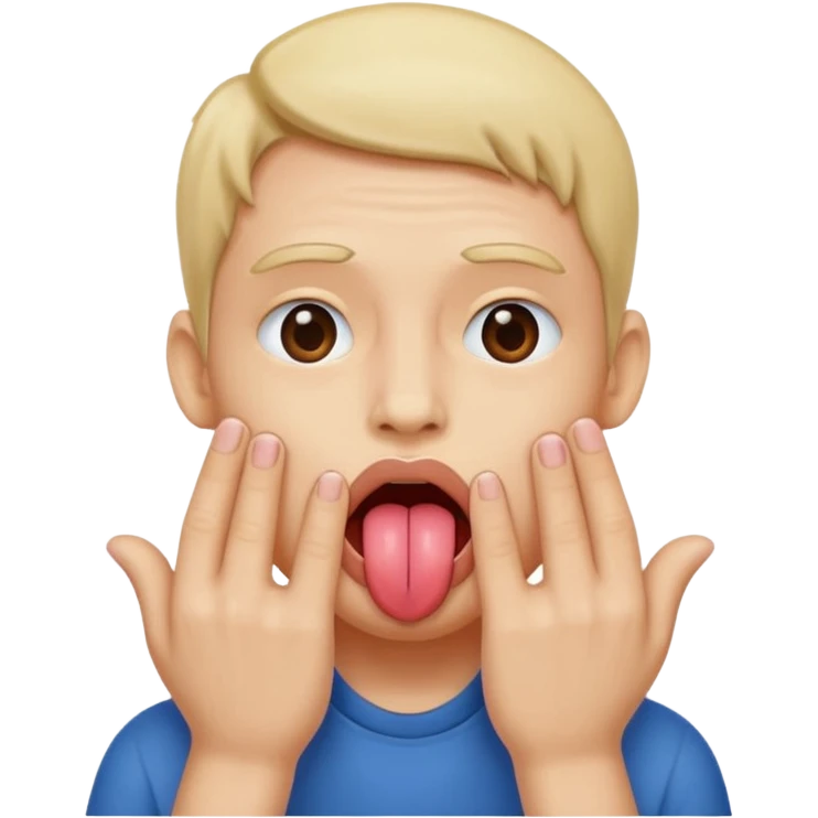 Tongue sticking out hands beside face emoji