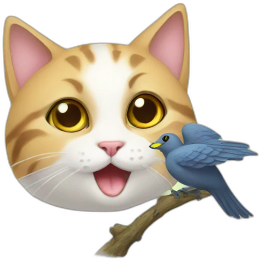 cat with bird emoji
