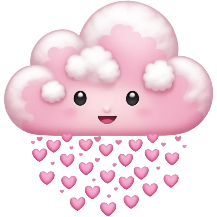Plain white cloud with pale pink aura surrounding with hearts coming out the bottom emoji
