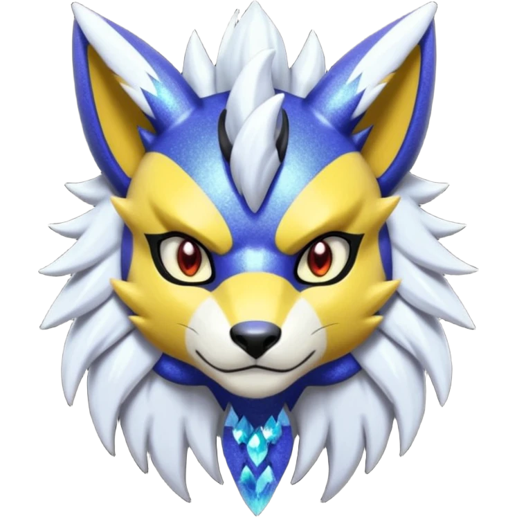 Colorful edgy dark gloomy shiny sparkly glittery WereGarurumon-Renamon-Zeraora-fusion emoji