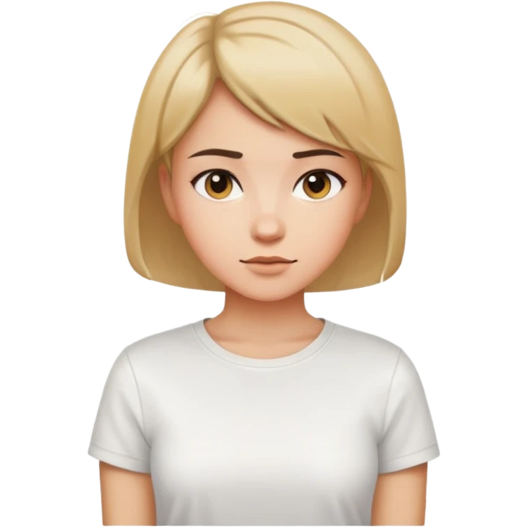 O fată cu păr scurt și tricou alb  emoji
