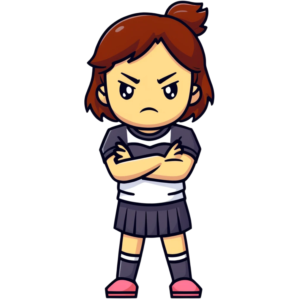 Upset girl crossing her arms with angry expression emoji