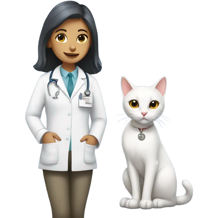 White Cat and vet girl emoji