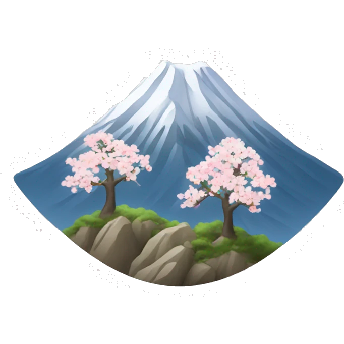 Create an emoji with the image of Mount Hallasan, symbolizing the nature of South Korea. Add pine trees or cherry blossoms for detail emoji