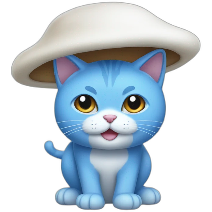Blue Cat, White Mashroom Hat emoji