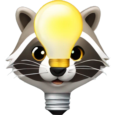 Light bulbs are flying around the raccoon's head emoji