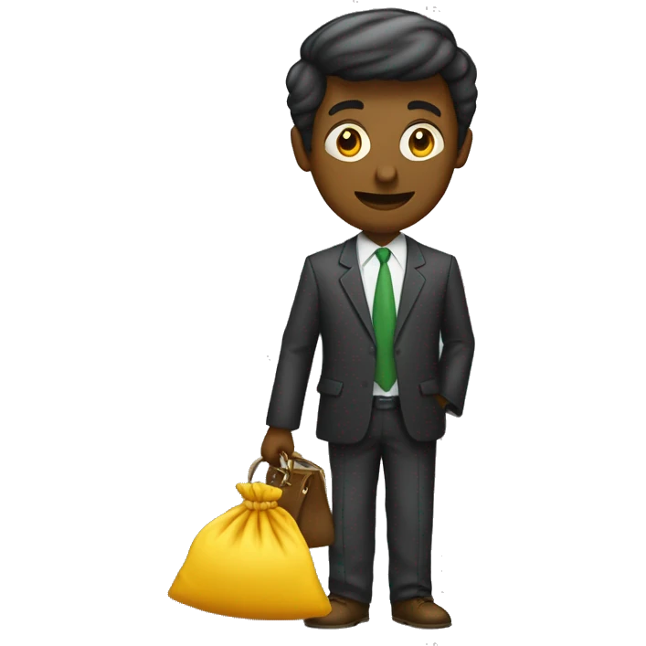 Un ladron con un saco lleno de billeteras con dinero emoji