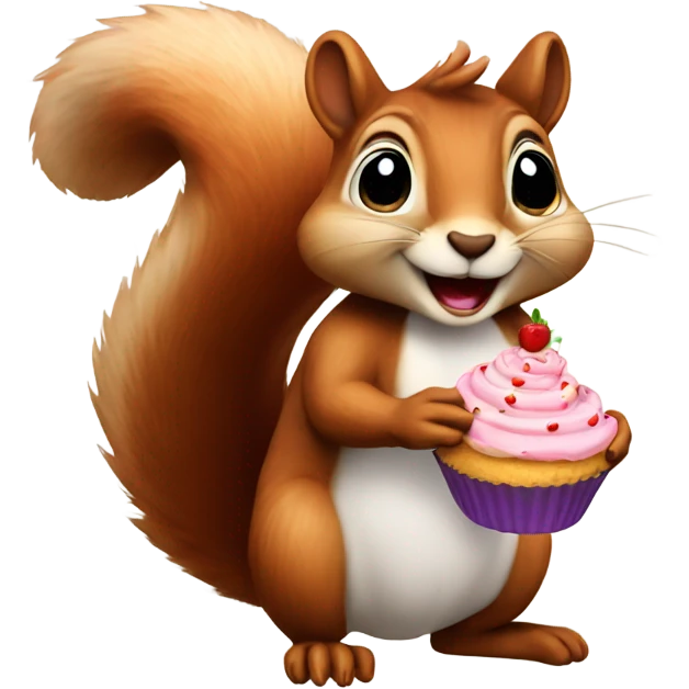 squirrel holding a cupcake emoji