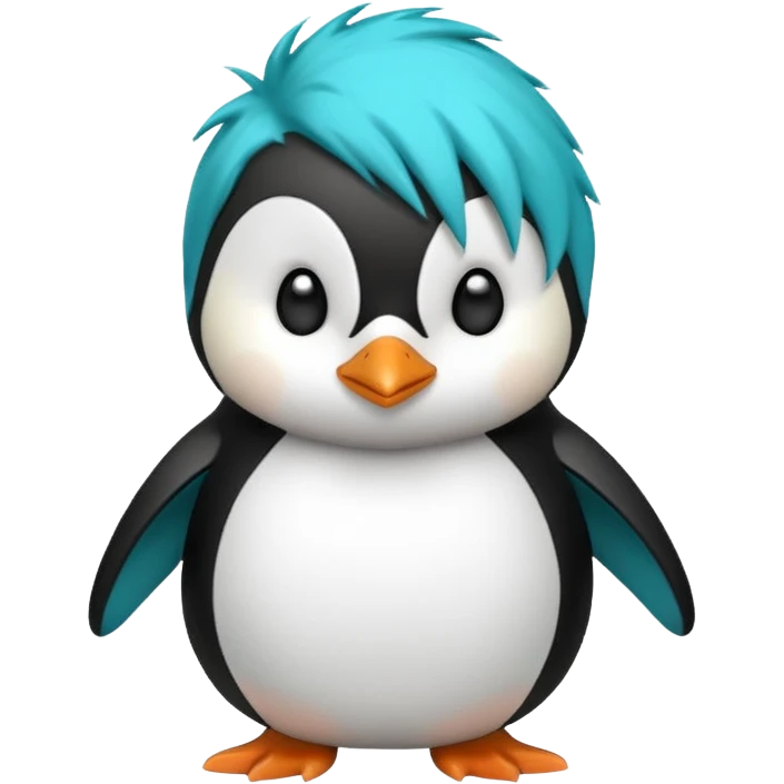 penguin with turquoise hair emoji