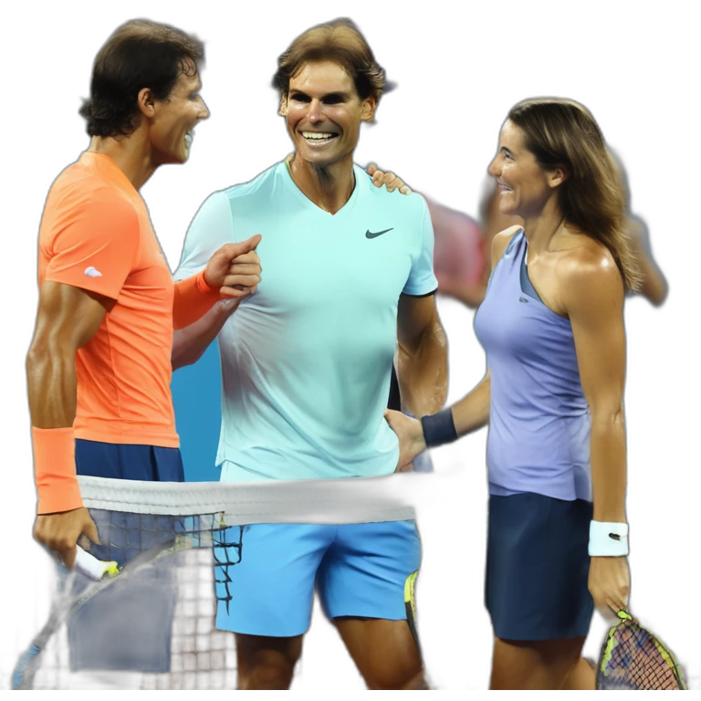 rafael nadal celebrated victory with carlos alcaraz, letizia ortiz y fernando alonso emoji