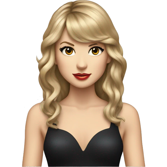 Taylor Swift with long hair and black bodysuit on with microphone in hand  emoji