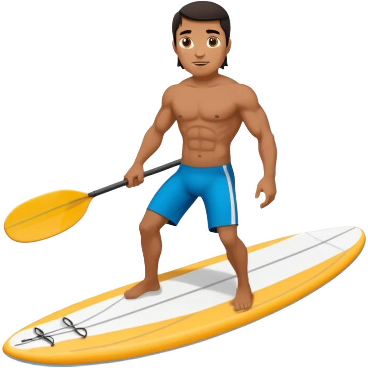 Paddle boarding Dark haired muscular Mexican surfer emoji