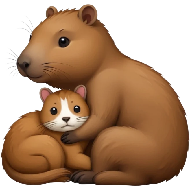 capybara and a cat cudding with each other emoji