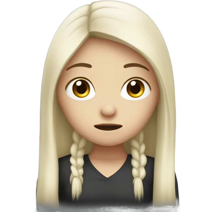 Pale woman black hair sad and frowning and heart broken emoji
