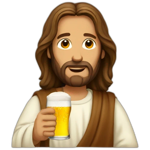Jesus drink a beer emoji