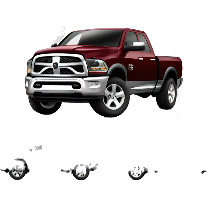 Maroon dodge ram with big wheels emoji
