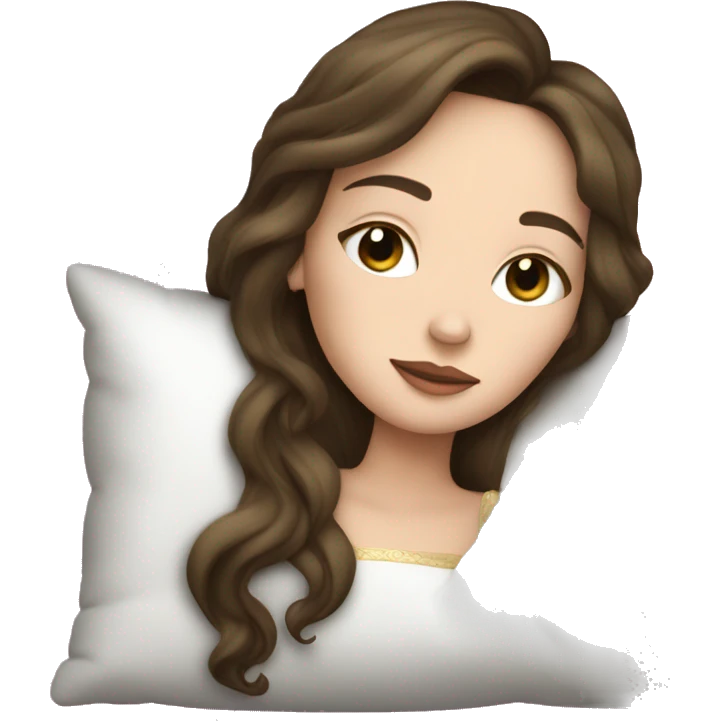 sleeping beauty brunette white girl with a silk pillow emoji