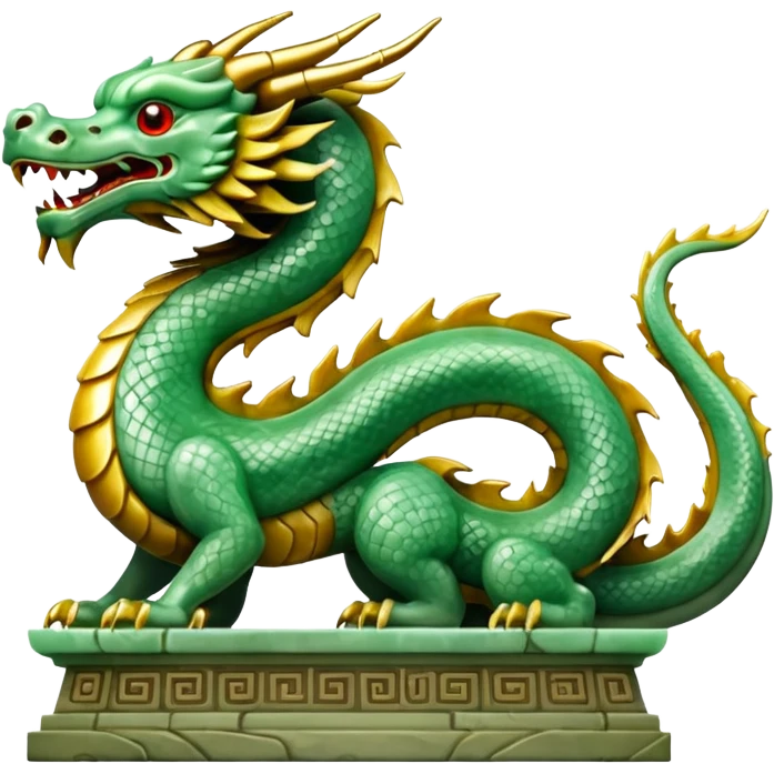 A dragon statue in the style of ancient China made of jade emoji