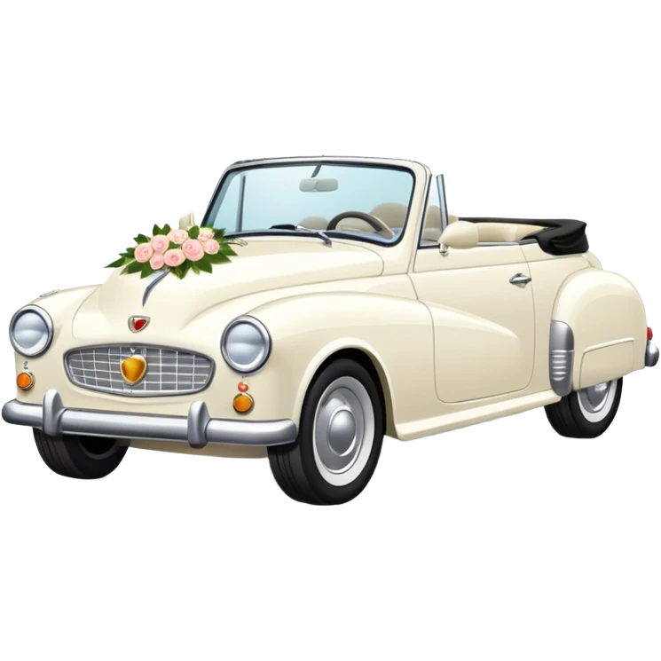 Luxury convertible car with wedding decorations, in profile emoji
