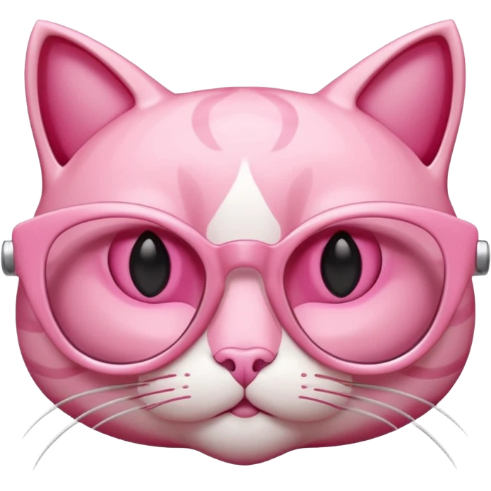 A 3D cartoon rose-pink cat-eye shaped spectacle, glossy curved frame, soft reflections, isolated on plain background. only glasses. emoji