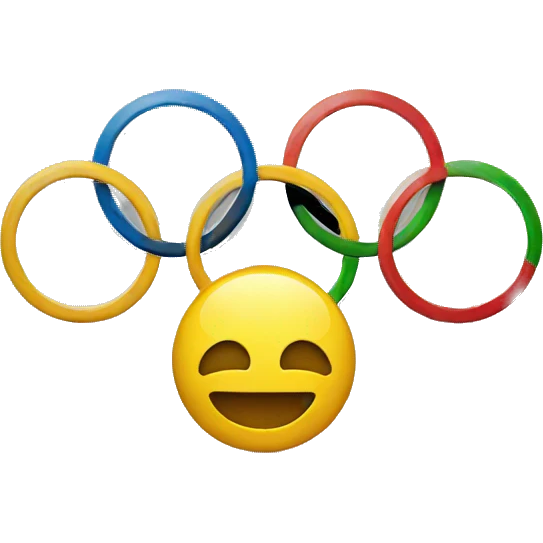 smiley emoji holding the olympic logo emoji
