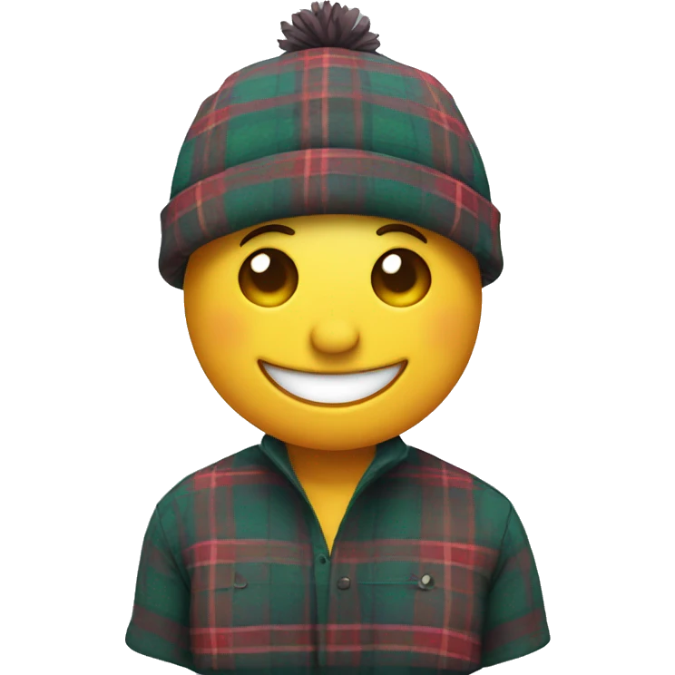 Smiling emoji in a tartan hat emoji