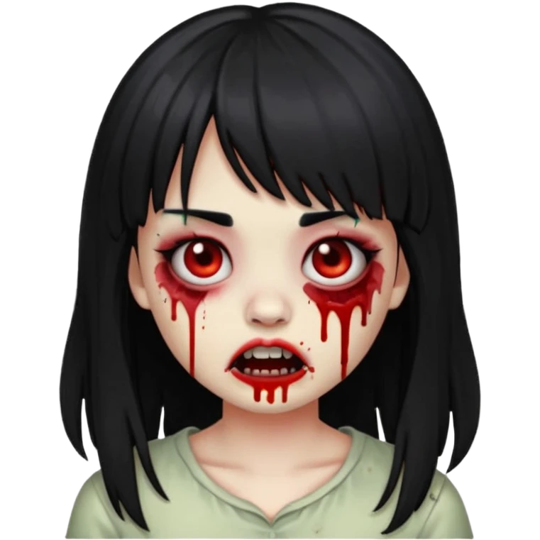 emoji-de-zumbi-garota-com-franja-piercing-no-nariz-e-sangue-com-o-fundo-preto-cabelo-grande-e-preto emoji