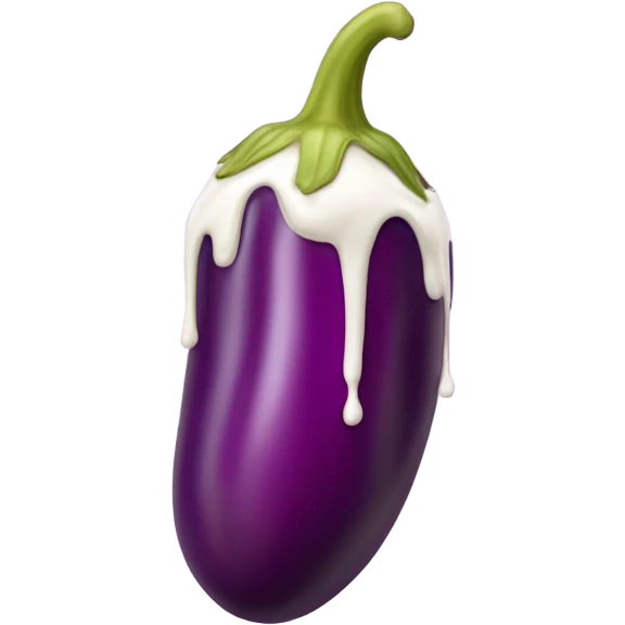 Long Tan colored eggplant with white paint dripping and hot pink tip emoji