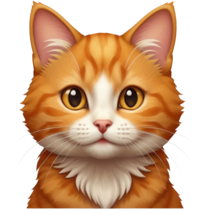 A high-resolution photo-realistic digital illustration of a ginger tabby cat kitten, chest upward emoji