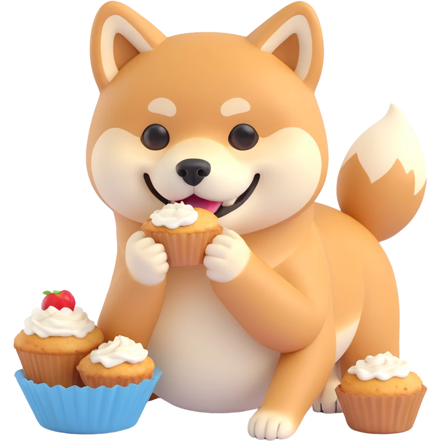 shiba inu eating muffins emoji