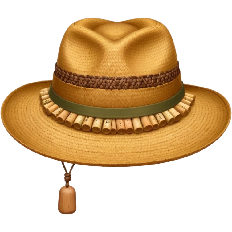 Austrailian bush hat with cork hanging down emoji