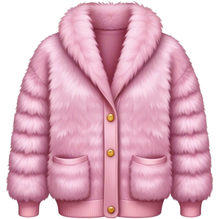 A fluffy pink fur cardigan with a cozy and stylish design emoji