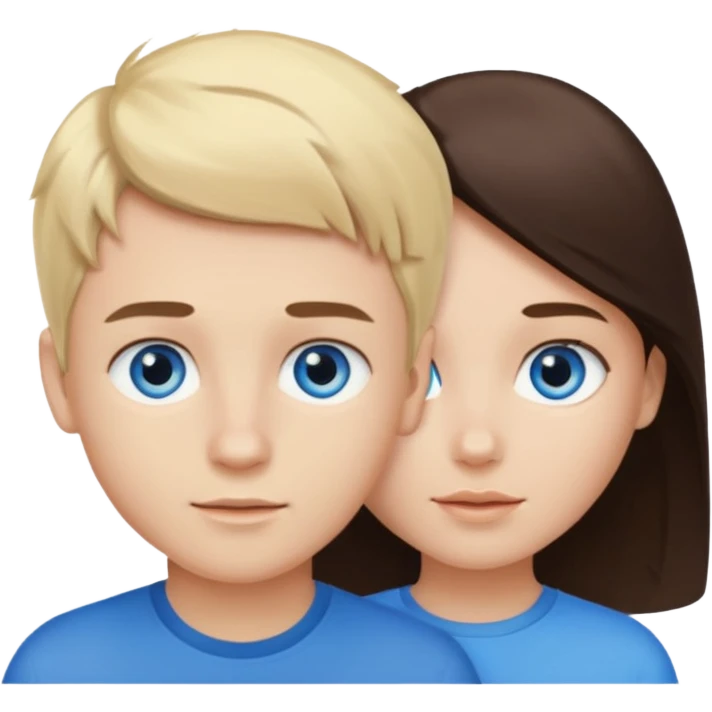 Couple blond boy bleu and the girl brunette hair and blue eyes  emoji