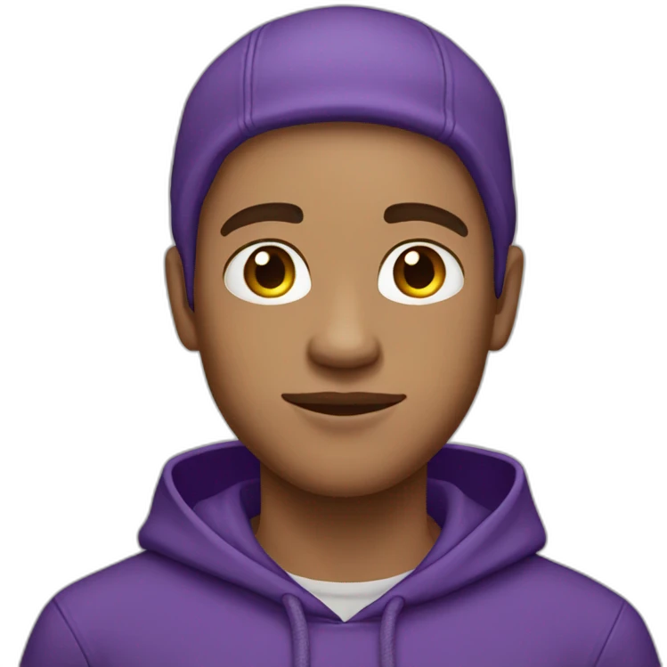 light skin tone guy with a purple hoodie emoji