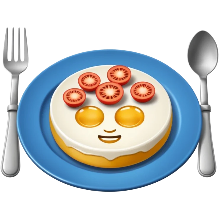 plato y cubiertos en una mesa emoji