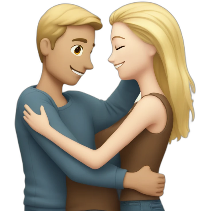 Hug couple with a white man with brown hair and a white girl blond hair emoji