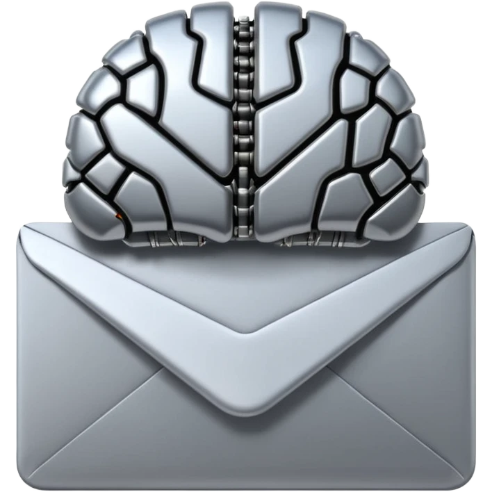 black Robotic brain connected to email envelope emoji