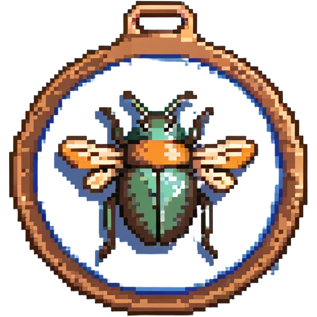 A bronze medal with a beetle icon and 'Bug Hunter' text, Discord style emoji