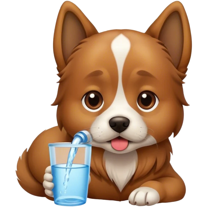 cão a beber água emoji
