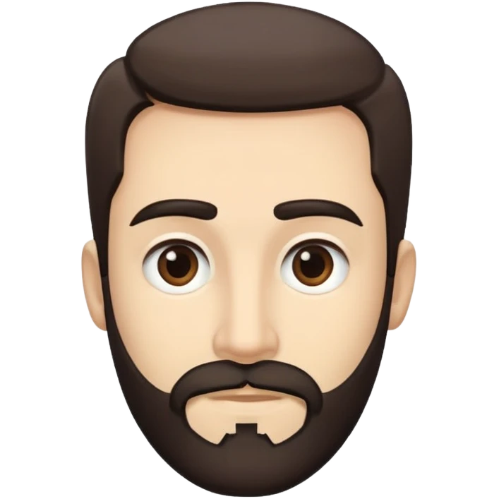 Shorten hair, lengthen beard, eyes and mouthe in a slight smile. Dark eyebrows.  emoji