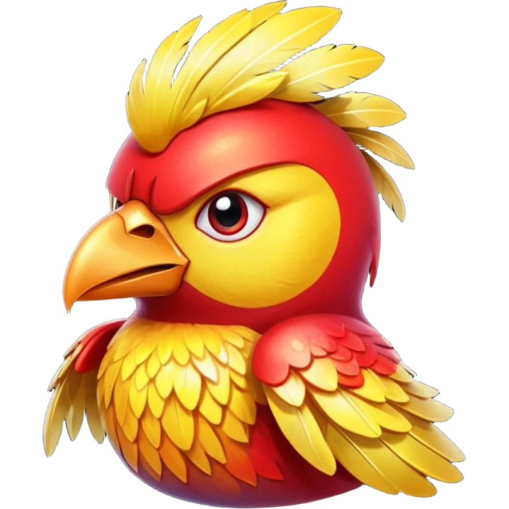 glitter red and yellow anger bird emoji