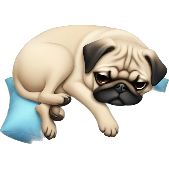 a pug dog sleeping on pillow emoji