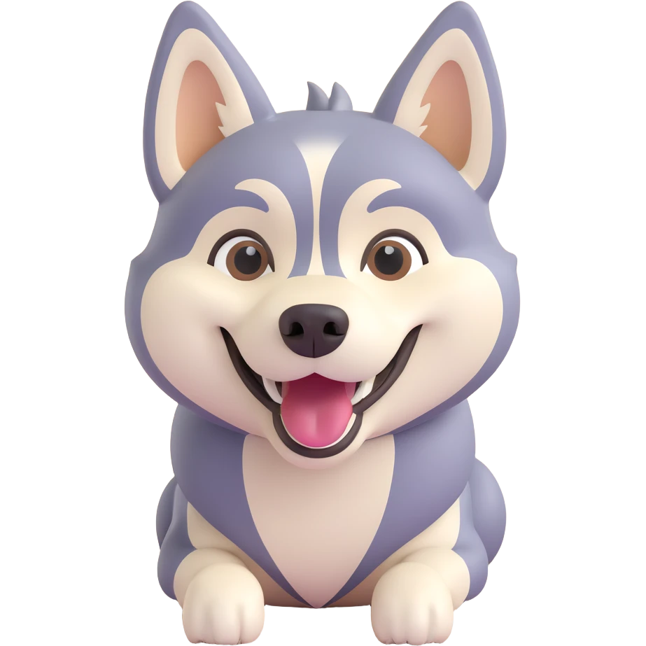 happy light cinnamon colored husky dog, pale tan emoji