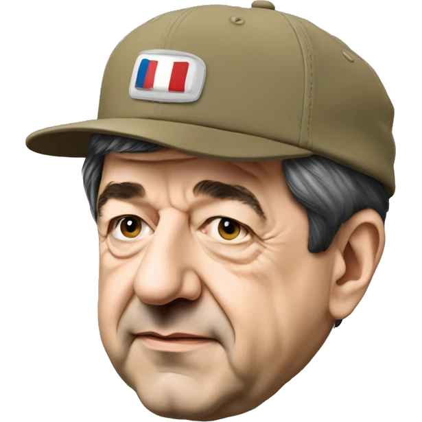 Jean Luc Mélenchon avec une casquette derrière un ordinateur  emoji