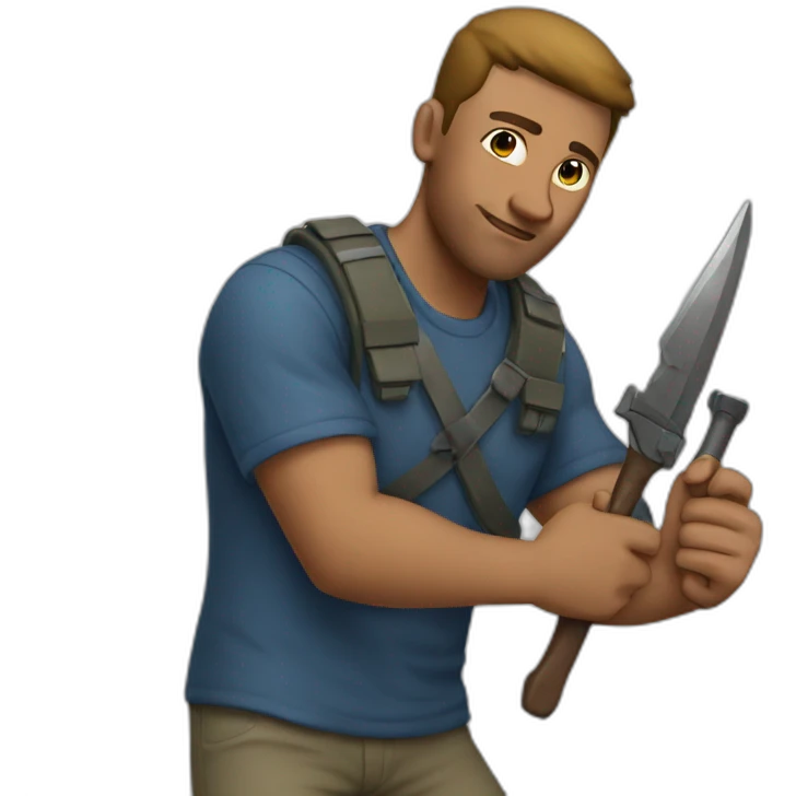 A man making weapon with hands emoji