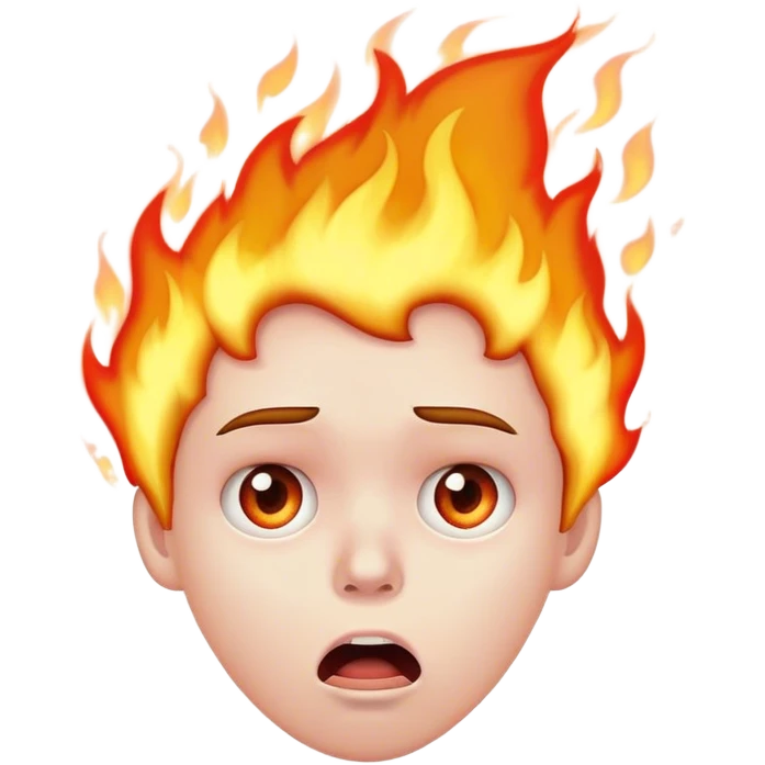 laptop with shocked face, fire, sad  emoji