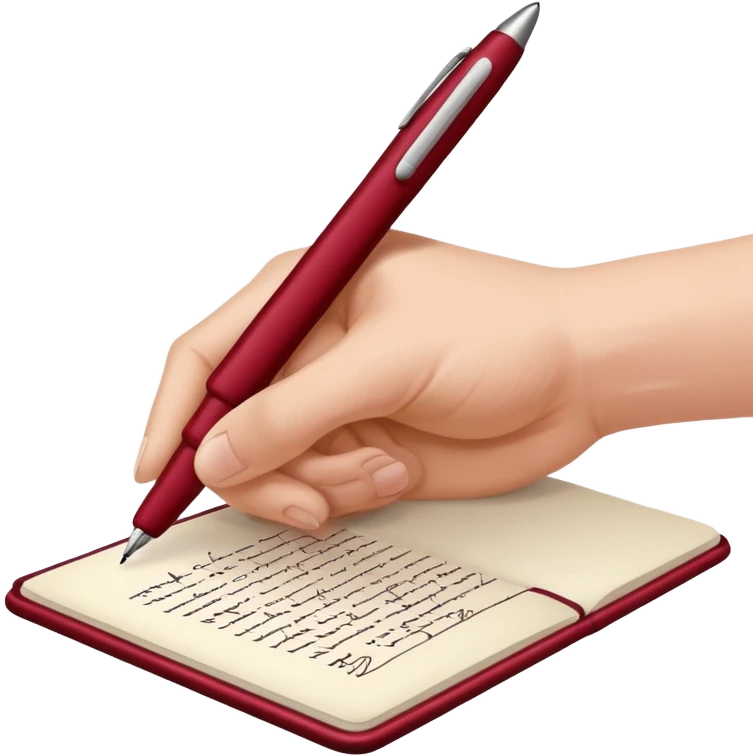 the hand writes with a dark red pen emoji