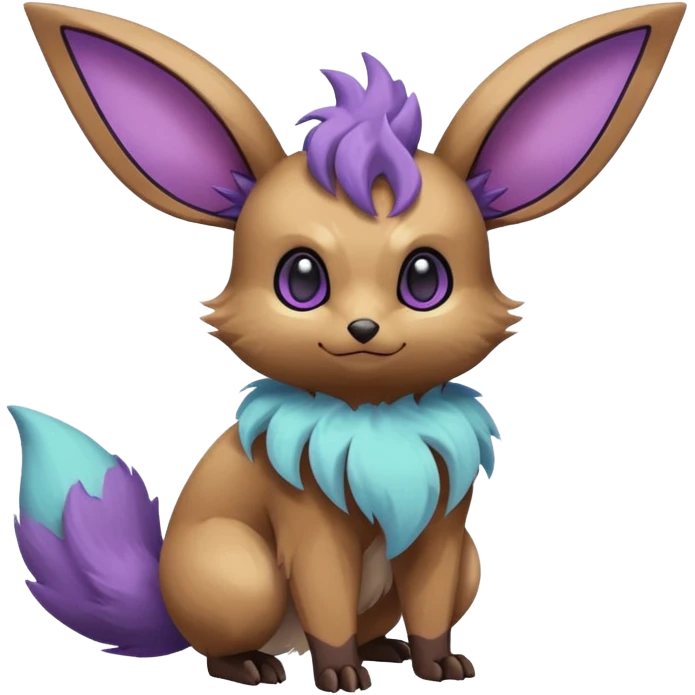 Rare exotic cute epic aestheti-Eevee-Noibat-species-Fakemon-hybrid-creature, with markings, full body emoji